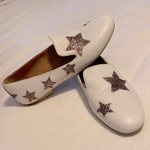 Gentle souls by Kenneth Cole women’s white leather multi star glitter loafers 9 - Picture 2 of 9